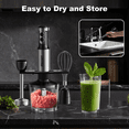 thumbnail image 3 of PRASKY Immersion Hand Blender, 6-in-1 Handheld Blender for Kitchen, 20 Speeds Food Processor, Egg Whisk, Milk Frother, Beaker (Black), 3 of 10