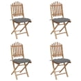 thumbnail image 3 of vidaXL 5 Piece Folding Outdoor Dining Set with Cushions Bamboo, 3 of 12