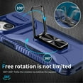 thumbnail image 3 of For iPhone 14 Plus Slim Fit Shockproof Hybrid with Slide Camera Cover & Rotated Ring Kickstand, [Military-Grade] Phone Case For iPhone 14 Plus 6.7",Blue,For iPhone 14 Plus, 3 of 8