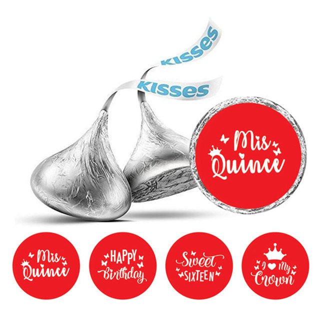 Darling Souvenir chocolate Candy Labels 190 Pcs Quinceanera Party Theme Stickers-Red