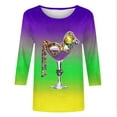thumbnail image 4 of Mifsaly Mardi Gras Shirts for Women Color Block 3/4 Sleeve Blouse Glitter Print Loose Casual T-Shirts Funny Festival Carnival Shirt 2026 Fashion Party Outfits XXXL, 4 of 5