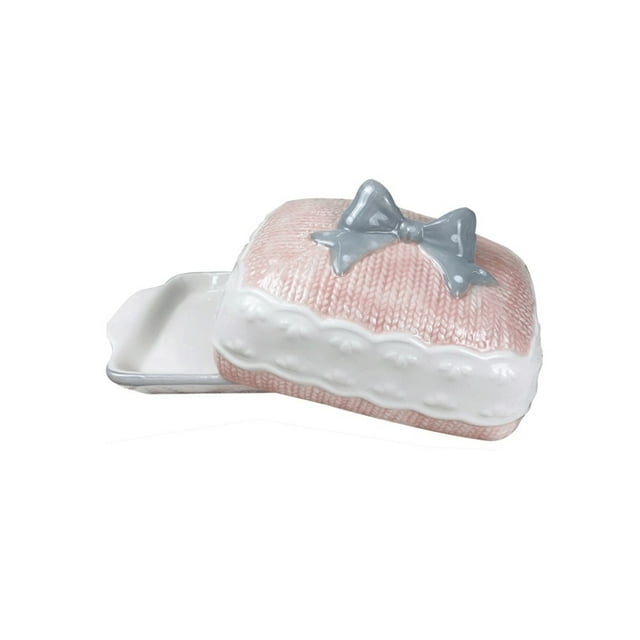 Butter Box Square Pink Ceramic with Lid for Restaurant, Hotel, Kitchen Utensils