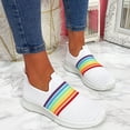 thumbnail image 3 of huanledash Women Rainbow Stripes Slip On Work Shoes Anti Skid Breathable Sock Sneakers, 3 of 7