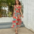 thumbnail image 5 of s Pattern Retro Inustrial in Red Blue Teal and Orange Sleeveless Dress summer dresses women Female clothing, 5 of 6