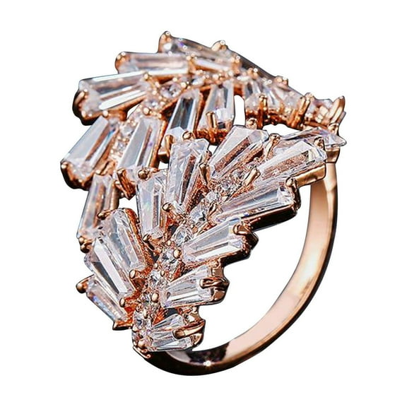 Guodhu Silver Rose Gold Adjustable Guardian Angel Stackable Rings Fashion Art Cocktail Cubic Zirconia Open Ring Knuckle Rings for Women Engagement Anniversary Rings Jewelry Gifts