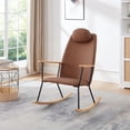 thumbnail image 1 of Adjustable Headrest Pillow Rocking Chair, Technical Leather Upholstered Glider Rocker, Modern Rocking Accent Chairs Comfy Side Chair for Bedroom, Living Room (Brown), wenjingqiUS-W1669P220403, 1 of 8