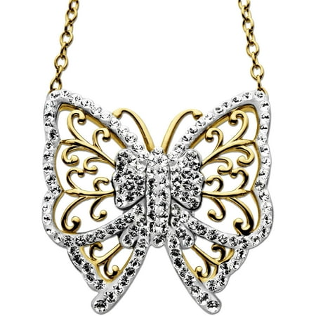 Luminesse 18kt Gold over Sterling Silver Butterfly Necklace made with Swarovski Elements, 18