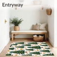 thumbnail image 3 of ODIKA 8'x10' Machine Washable Non-Slip Area Rug, Whimsical Pine Grove Scene Featuring Holly Berry Clusters and Details High Traffic Rug with Pad, Green, 653499, 3 of 8