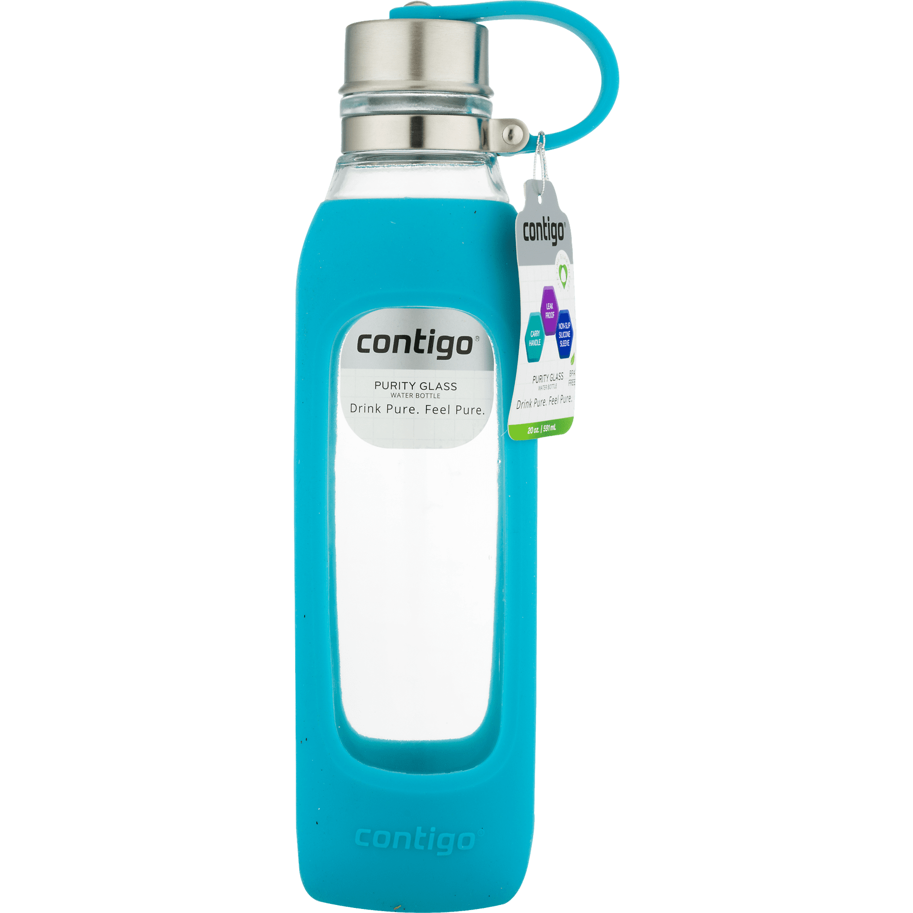Contigo Purity Glass Water Bottle (20 fl oz, Grayed Jade) 70504