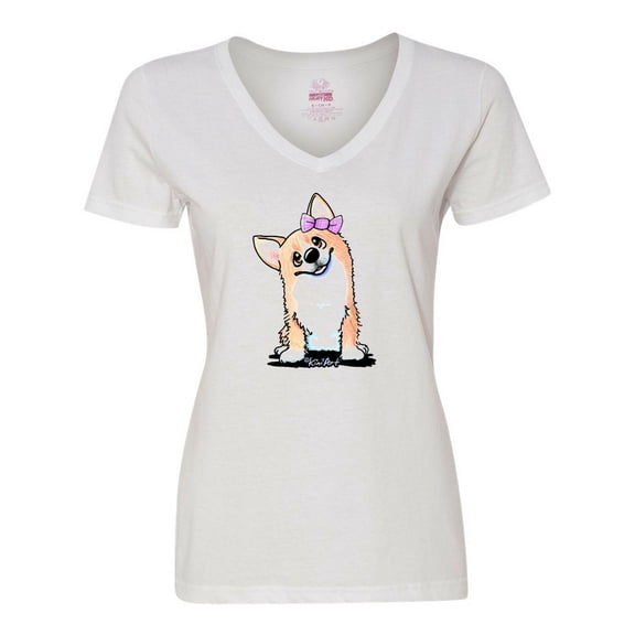 Inktastic Corgi Puppy Girl Women's V-Neck T-Shirt