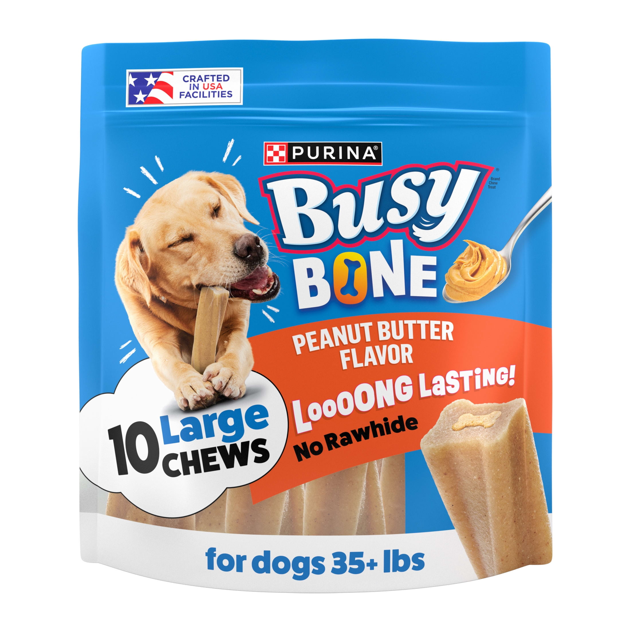 (8 pack) Purina Busy Bone Dog Treats, Peanut Butter Flavor Long-Lasting Chews for Small & Medium Dogs, 35 oz Pouch