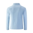 thumbnail image 4 of Linen Polo Shirt for Men, Long Sleeve Button Down Collared Lightweight Solid Color Top, Fall Loose Fit Casual Blouse with Chest Pocket Sky Blue M, 4 of 6