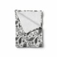 thumbnail image 2 of Paisley Soft Flannel Fleece Blanket, Minimalist Oriental Florets Leaves Dark Colors Iranian Culture Featured Image, Cozy Plush for Indoor and Outdoor Use, 50" x 70", Grey and White, by Ambesonne, 2 of 6