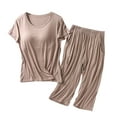thumbnail image 2 of YHAJDS Womens 2 Piece Set Summer Lounge Outfits Short Sleeve Crewneck Top with Built In Bra Pocket Shorts, 2 of 5