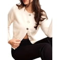thumbnail image 4 of Cardigan for Women Spring Long Sleeve Button Down Work Office Sweaters Cute Winter Jacket Cream White M, 4 of 9