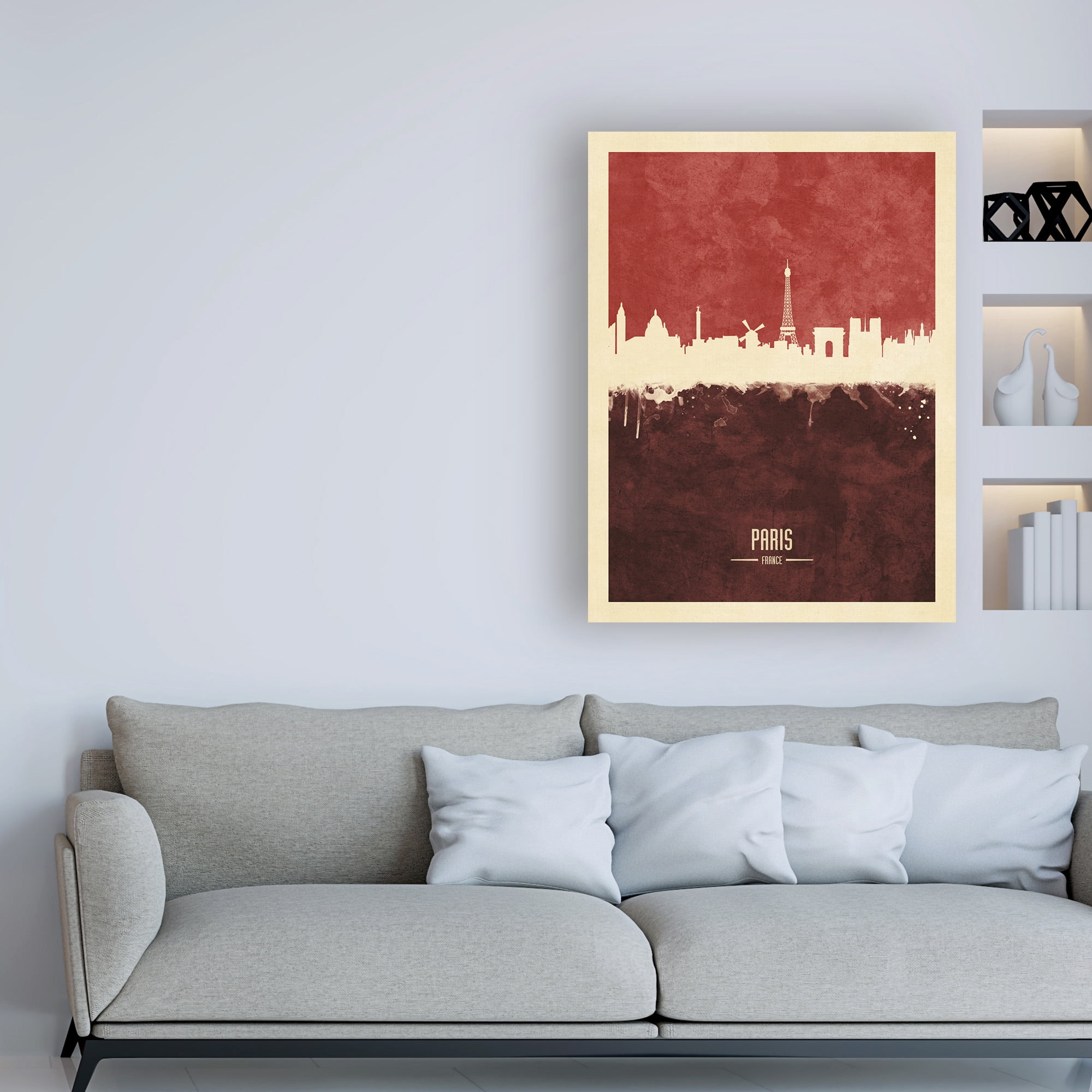 Trademark Fine Art 'Paris France Skyline Red II' Canvas Art by Michael Tompsett