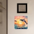 thumbnail image 3 of 14 Inch Wall Clock Battery Operated Square Clock Decorative for Office, Kitchen, Outdoor, Living Room，Dolphins Sunset Painting Creative Pattern, 3 of 4