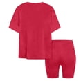 thumbnail image 5 of Otqutp 2 Piece Short Sets for Girls Short Sleeve Biker Shorts Set Summer Casual Beach Travel Vacation Outfits Matching Sweatsuit, 5 of 6