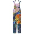 thumbnail image 2 of ICHUANYI Clearance Women's Casual Sleeveless Strap Floral Printed Spaghetti High Waist Wide Leg Jumpsuit Rompers(Orange, XXL) ICHUANYI WER2023080917019, 2 of 4