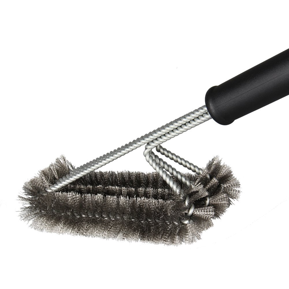 TANG Heavy Duty BBQ Grill Brush - 18" Stainless Steel Bristles & Scraper, Extra Long Comfort Grip Handle for Deep Cleaning Grill Grates, Rust Resistant Barbecue Cleaner Tool