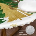 thumbnail image 3 of Green Christmas Tree Round Tablecloth, Fitted Table Cover with Elastic for 36"-44" Round Tables, Golden Xmas Tree Winter Snowflake Table Cloth Outdoor Indoor Dinning Party Waterproof Tablecloths, 3 of 7
