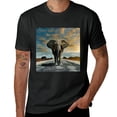 thumbnail image 2 of Wuche  Elephant art animal pictures, design shirt, artistic presentation, T-shirt lover gift casual breathable men, women, boys, girls, children Black, 2 of 4