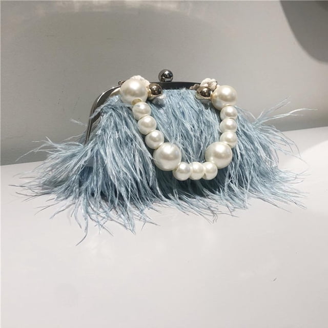 HLONK Sac à Main de Soirée à Plumes 3 Couleurs pour Femmes Filles Dames Robe de Soirée Cadeaux