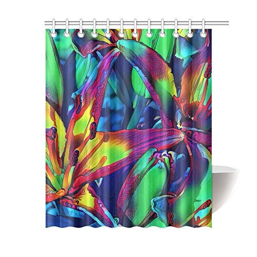 ABPHQTO Cortina de ducha de tela impermeable para baño Artstudio floral 150x180 cm