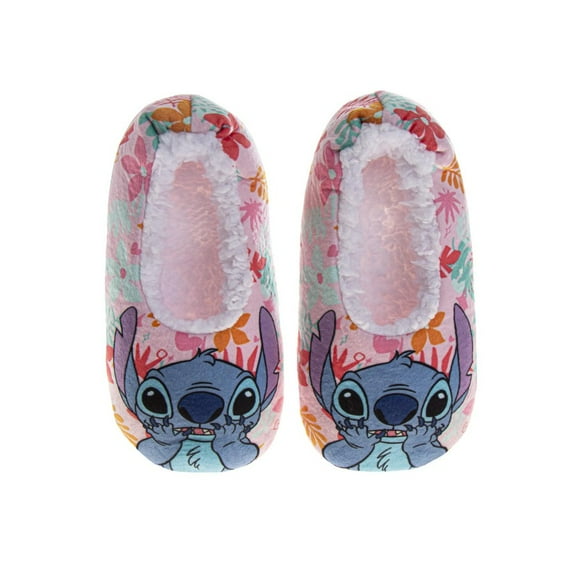 Disney Stitch Slippers for Girls, Stitch Design Multicolorr Plush Cozy Interior (Little Kid Big Kid), Multicolorred, Size: 2-3
