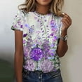 thumbnail image 2 of Otvok Womens Summer Tops Regular Casual Short Sleeve Flower Print Round Neck Pullover Blouse, 2 of 6