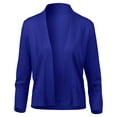thumbnail image 2 of URBAN DAIZY Women's Classic 3/4 Sleeve Crop Bolero Cardigan Open Front Cropped Shrugs Knit Sweater A09_620 Royal Blue 1XL, 2 of 7