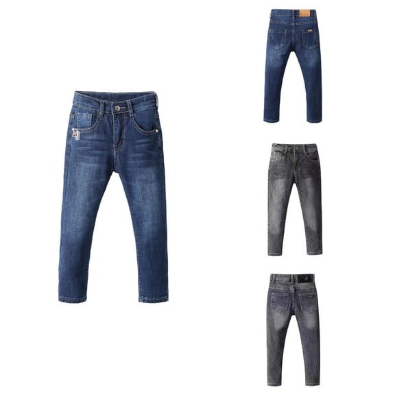 Antinious Toddler Boys Denim Pants Solid High Waist Slim Stretch Long Pants Boys Jeans,Boys Girls Jeans,Kids Pants,2 Years,