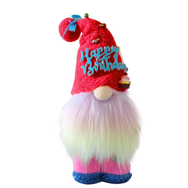 Plush Happy Decor Gnome Ornament, for Home & Party Decor, Birthday Gift, Adds Festive Atmosphere