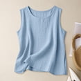 thumbnail image 5 of Sheghy Cotton Tank Top Women 100%Cotton Basic Crew Neck Tank, Solid Sleeveless All-Match Casual Top Light Blue S, 5 of 6