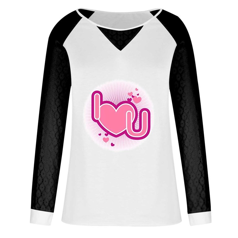 Valentine's Day Sweatshirt Women Letter Graphic Print Long Sleeve