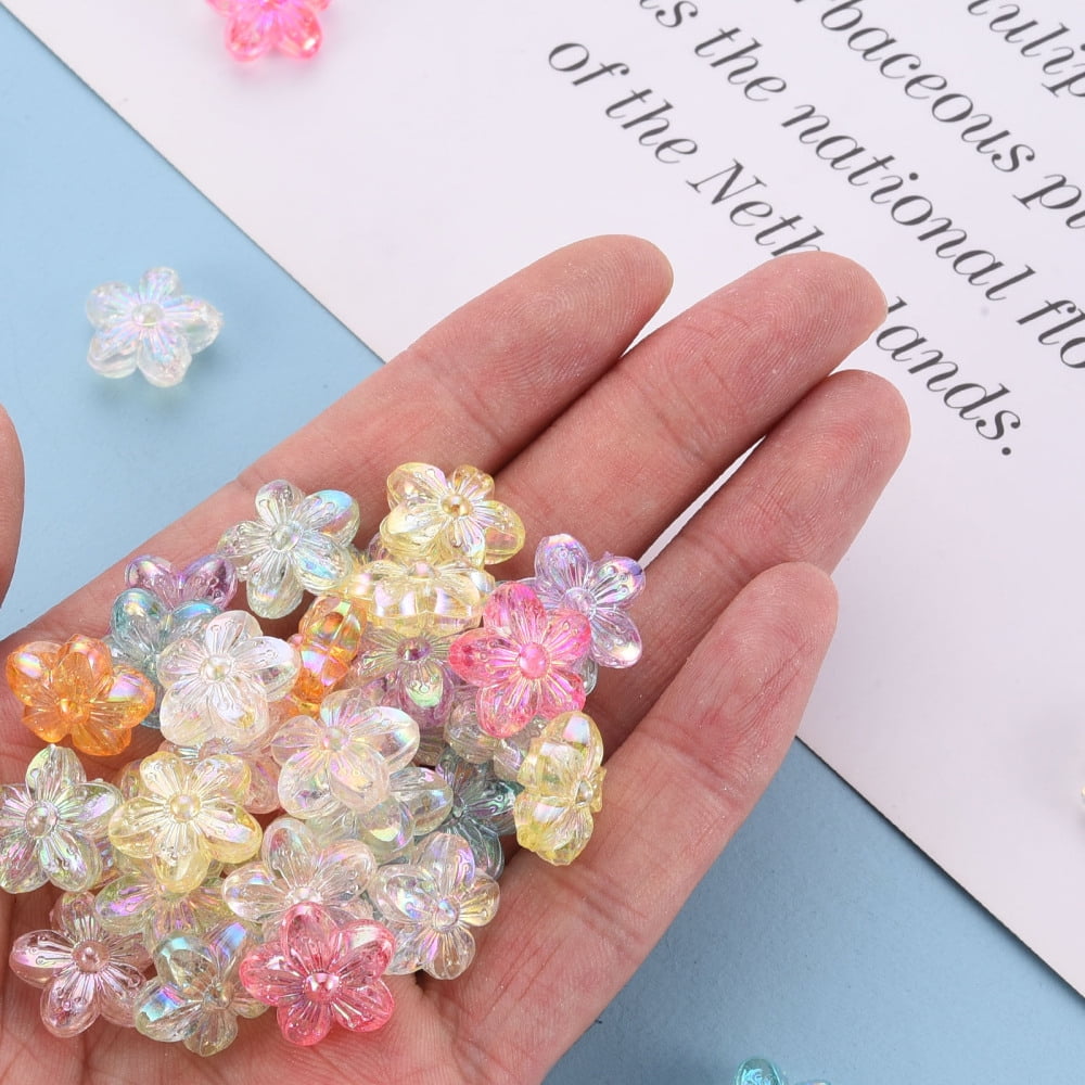 500gs Transparent Acrylic Beads AB color Flower Mixed color 14.5x15.5x7mm Hole: 1.8mm about 657pcs/500g