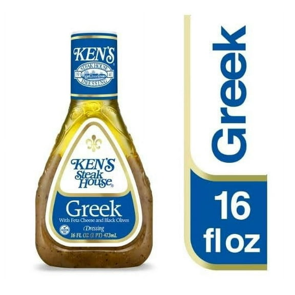 Ken's Steak House Greek w/Feta Cheese and Black Olives Salad Dressing, 16 fl. oz. Pack of 2