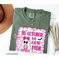 thumbnail image 3 of Comfort Colors Breast Cancer Awareness Shirt – In October We Wear Pink, Coquette Halloween Pink Ghost Tee, Preppy Pink Ribbon Support T-Shirt, 3 of 8
