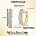 thumbnail image 3 of DewberryDiamonds 1/5 ct Round Cut Lab Grown Diamond Huggie Double Row Hoop Earrings | 14k Yellow Gold Plated Silver (Clarity: VS, Color: EF), 3 of 7