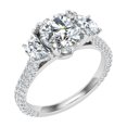 thumbnail image 2 of Dash Jewel 14K White Gold Plated 1.8 Ct Round Cut Lab Created Diamond Ring - 3 Stone Engagement Ring for Women - Beautiful Gift for Her - Perfect for Proposals and Special Celebrations, 2 of 6