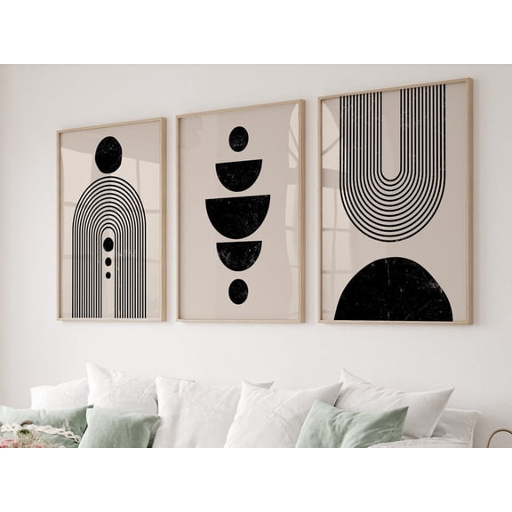 Boho Geometric Prints Mid-Century Modern Wall Art Set 3 Unframed Paper Print 8x12
