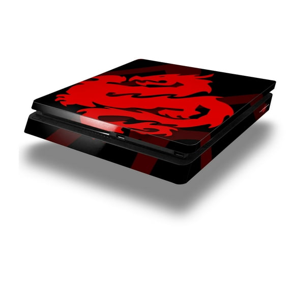 Vinyl Decal Skin Wrap compatible with Sony PlayStation 4 Slim Console Oriental Dragon Red on Black (PS4 NOT INCLUDED)