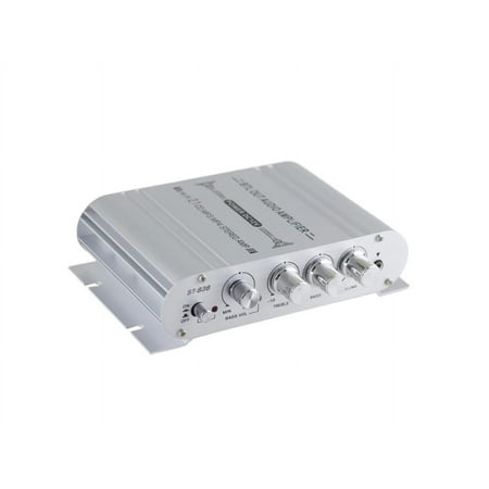 ST-838 40W 2x20W Mini Digital Hi-Fi Power Amplifier, 2.1CH Subwoofer Amp Stereo Bass Audio Player with 12V 3A Power Adapter, Stereo Amplifier System for CD MP3 MP4 PC Car Home Speaker