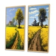 thumbnail image 3 of Designart "Countryside Spring Fields Farm Road I" Meadow Framed Wall Art Set Of 2 - Traditional Yellow Gallery Wall Frame Set For Home Decor, 3 of 6