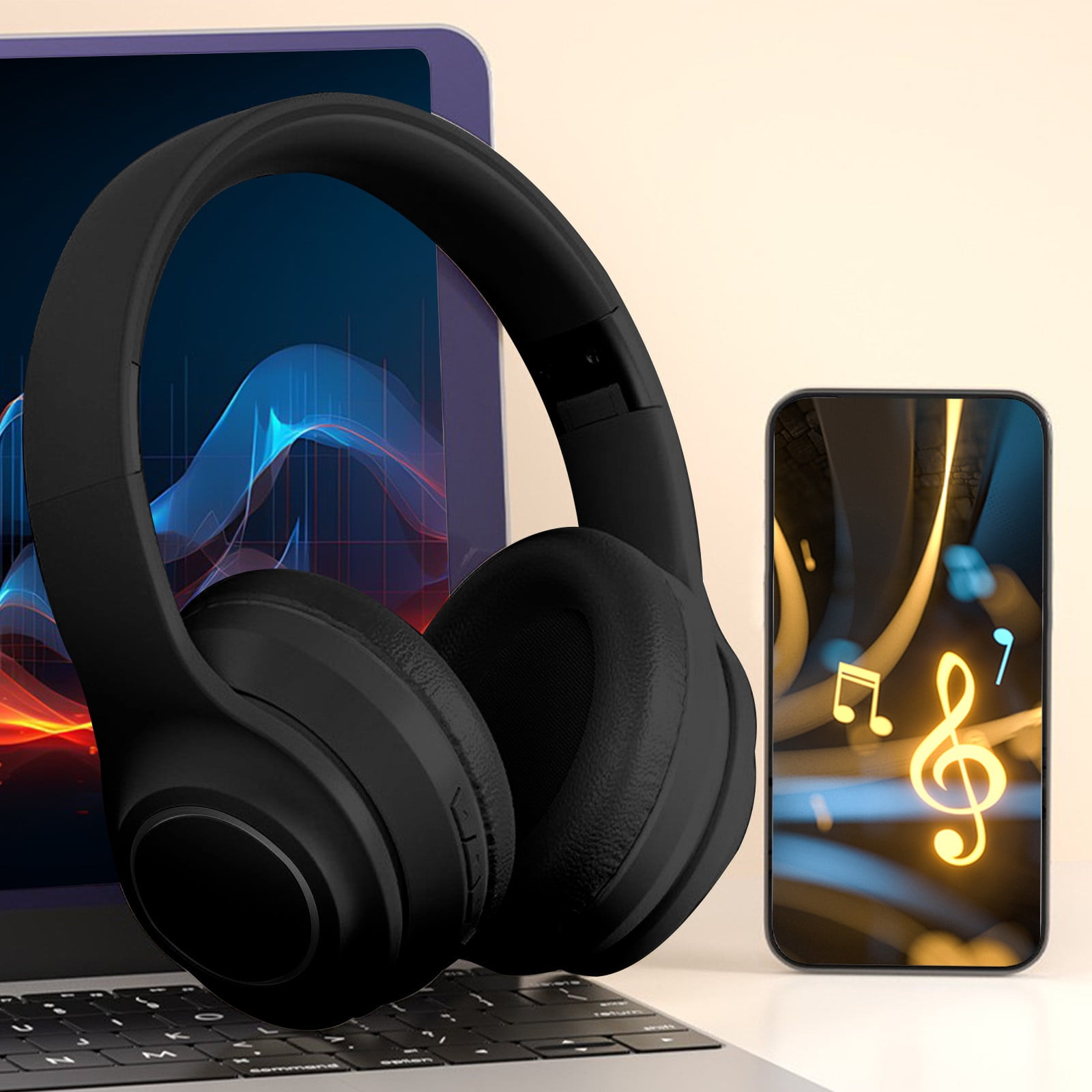 Bixock Bluetooth Headphones Wireless, Over-ear Wireless Headset 180-hour Battery Microphone Supports AUX Audio Cable Connection Works With Bluetooth Devices Plugs In Card