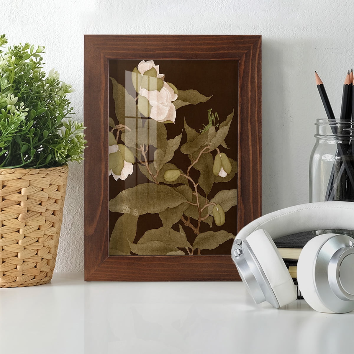 Asian Brocade I - Framed Print w/glass - Chestnut