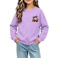 thumbnail image 6 of Edvintorg Girls Sweatshirts Cute Printed Long Sleeve Loose Pullover Top Solid Color Crew Neck Casual Sweatshirt Little Girls Clothes Size 1-13, 6 of 7