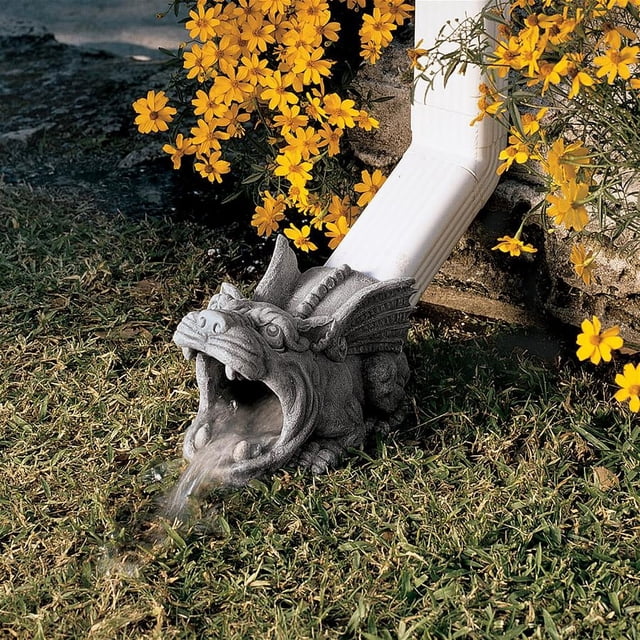 Design Toscano QM7512079 Roland the Gargoyle Gutter Guardian Rain Downspout Extension Statue, 10 Inch, Polyresin, Full Color,Dimensions: 10"Wx5.5"Dx5.5"H 3 lbs.