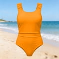 thumbnail image 5 of shoper Girls One Piece Swimsuits, Bathing Suit Solid Swimsuits Sleeveless Back Cutout and Ruffle Detail Girls' Swimwear for 7-16 Years, 5 of 7