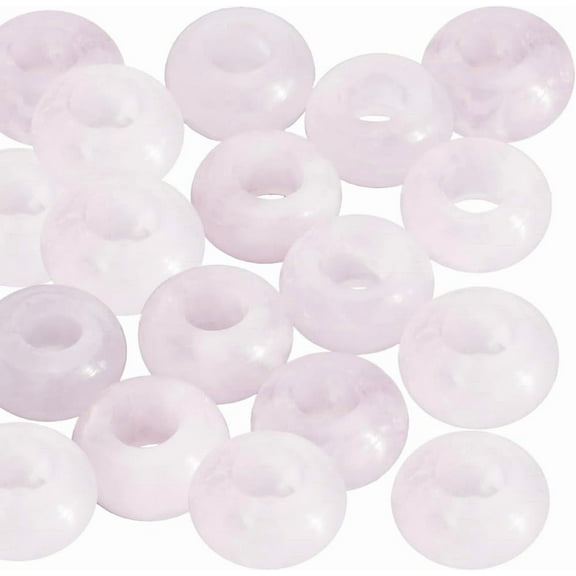 1 Box 20Pcs Large Hole Gemstone Beads Natural Stone Rondelle Bead Bulk Rose Quartz Round Macrame European Crystal Loose Beads for Jewelry Making Bracelets Necklaces Beading Hair Craft